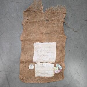 VTG 1966 Dominica Grass Mat Burlap Mailing Sack Stamps Ephemera Burr Preston USA